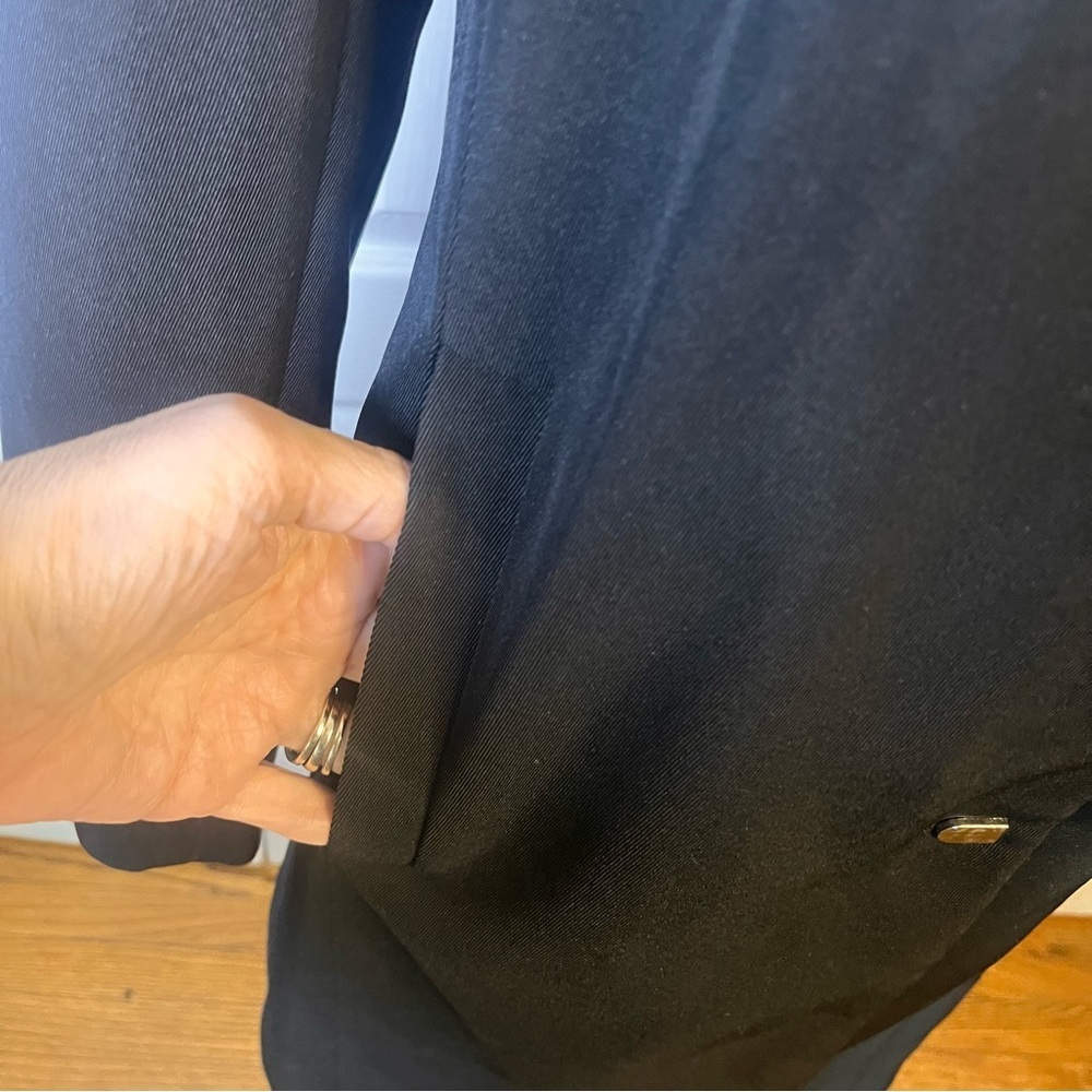 PIZAZZ Womans Black Snap Button Overcoat Sz 5/6 Minimalist Dress Coat Belted Bac - Picture 6 of 13